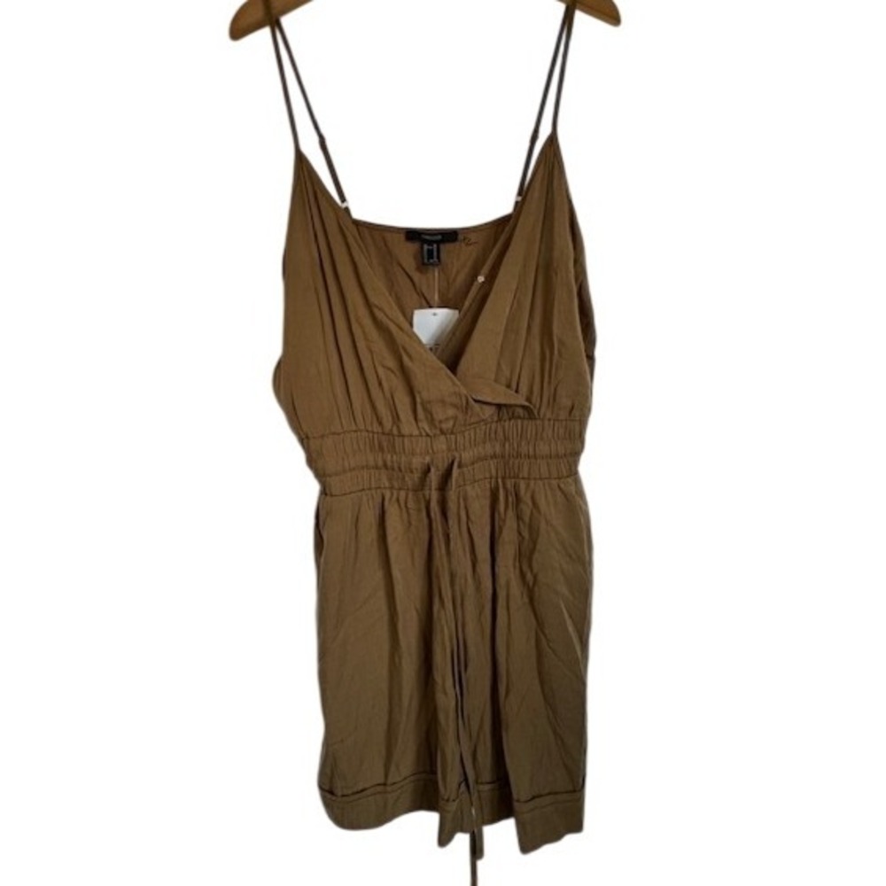 NWT Forever 21‎ Women Brown Sleeveless Drawstring Romper Jumpsuit M